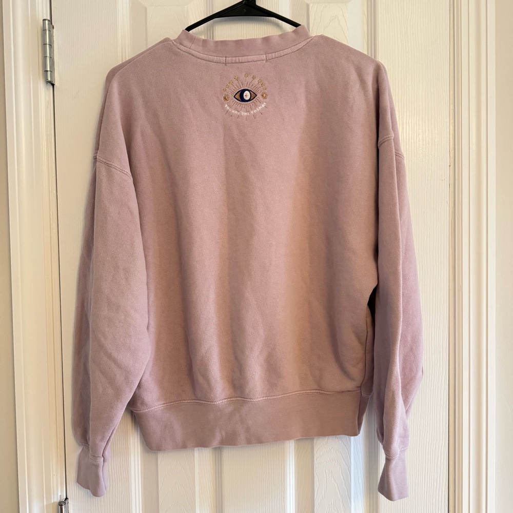 SPIRITUAL GANGSTER Pullover Crewneck Sweatshirt Mauve Evil Eye size XS - Picture 2 of 6